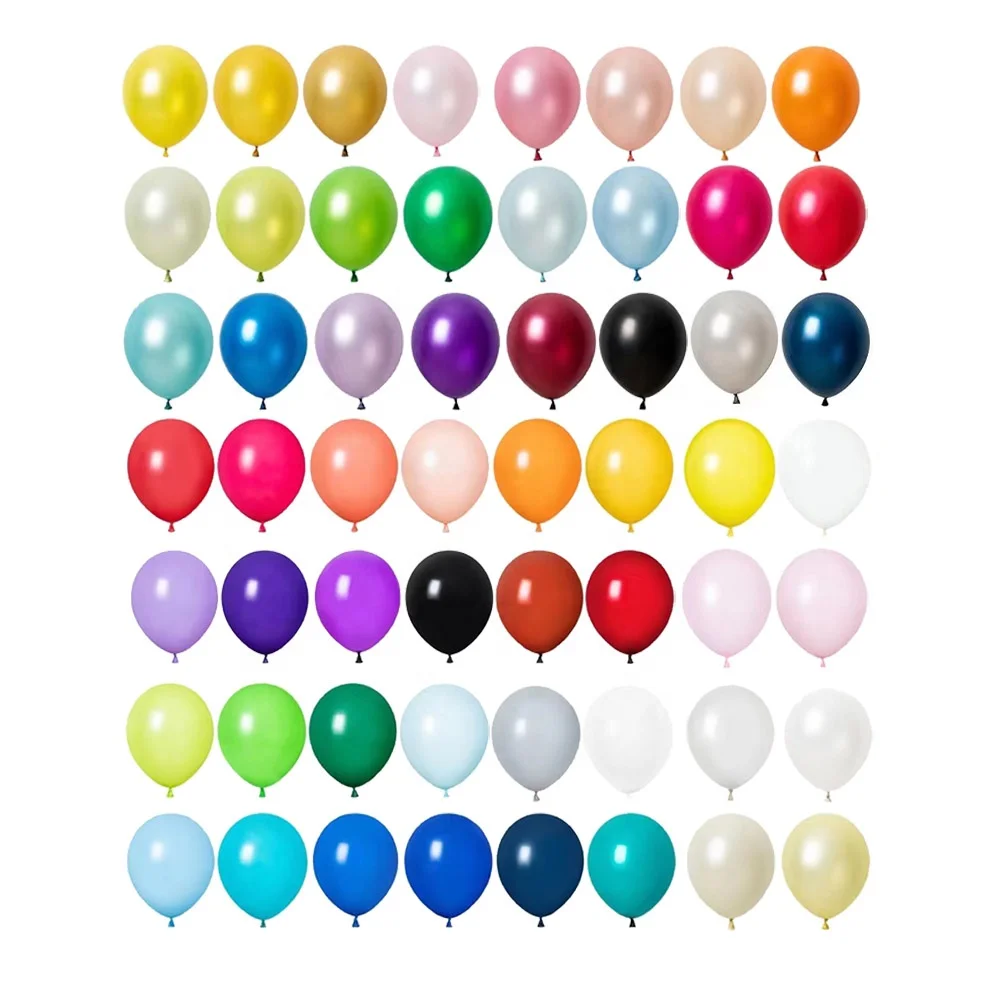 100pcs 12inch 2.8g Metallic Pearl Gold Silver Standard Black Blue Red White Matte Thick Party Balloon Natural Latex Round Ballon