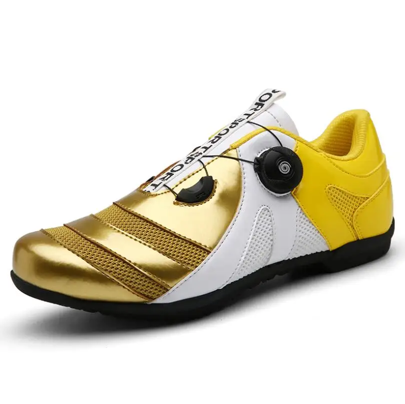 New large size non-locking leisure and breathable golden cycling shoes
