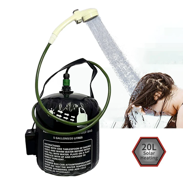 Portable Solar outdoor Camping 20L shower bag shower pump Beach  Portable electric camping  privacy camping shower tent car wash