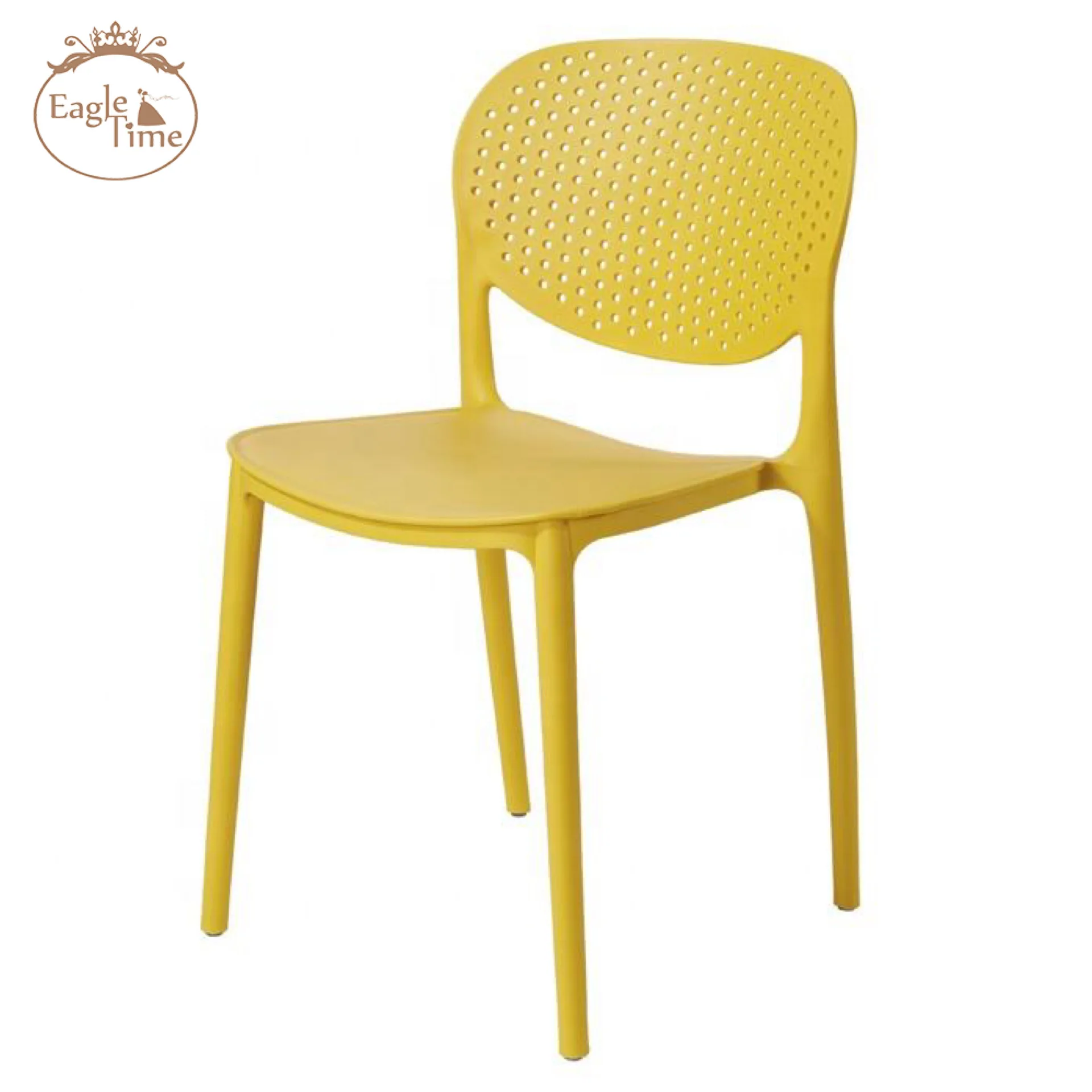 Factory Sale Modern Stacking Designer Hole Back Brown White Pp Stackable Dining Plastic Chair for Sale