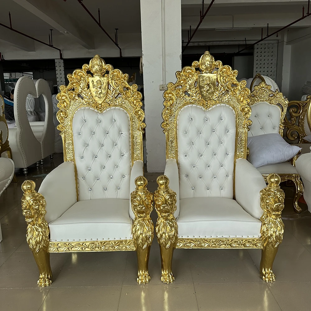 luxury Royal Stainless Steel Bride And Groom Wedding Throne Chairs For King Rental