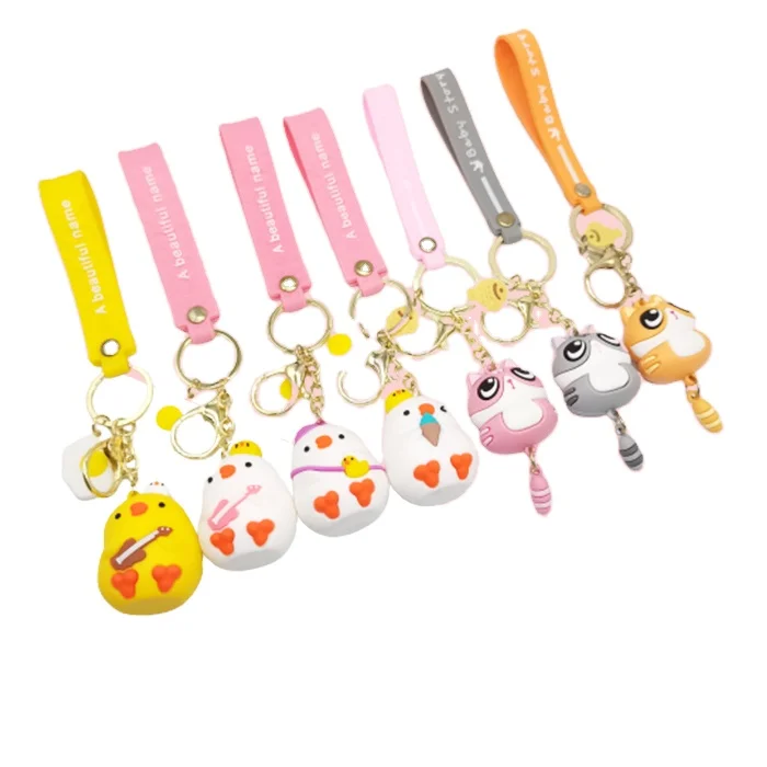 Custom High Quality 2D/3D Silicone Rubber Keychains Cute Soft Pvc Keychain Cartoon Keyring