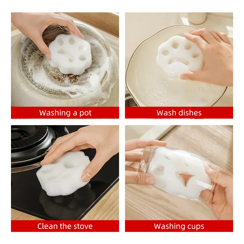 2 Pack Portable Reusable Cat paw Dishwashing Sponge Cleaning Kitchen