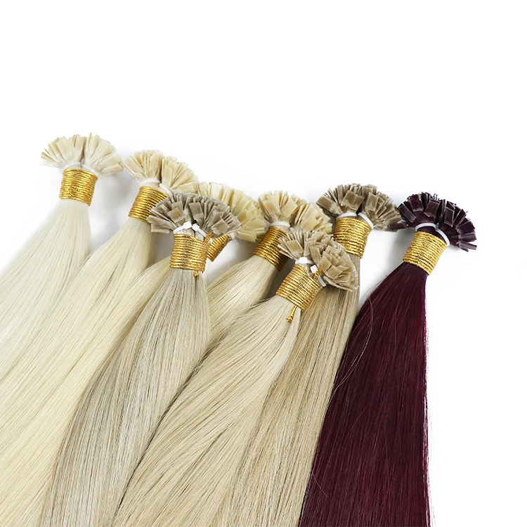 Raw Hair Double Drawn k tip hair Pre-bonded Keratin Flat Tip Hair Extensions Russian Remy 100% European Human Extensions