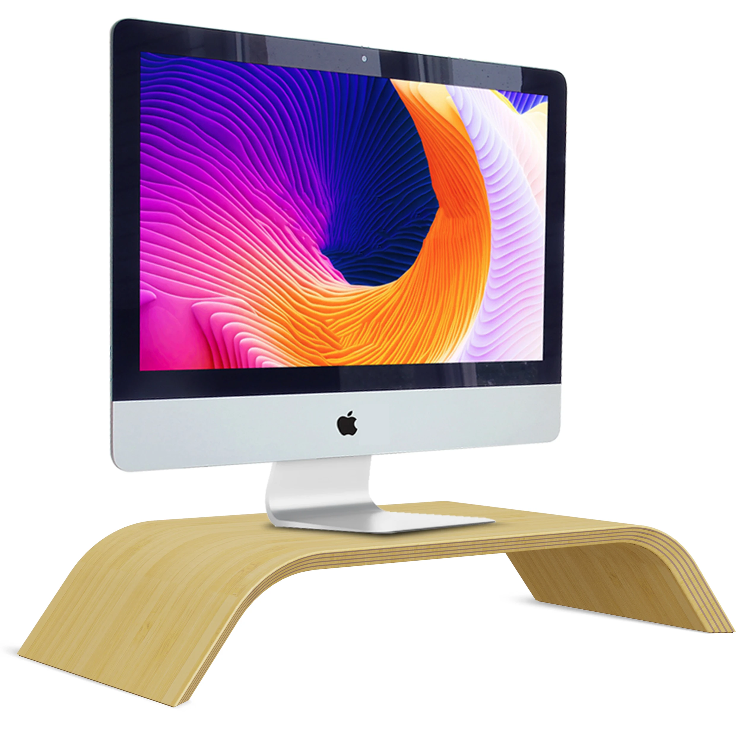Samdi Wooden Office Ergonomic Desktop Shelves Desk Wood Computer Monitor Stand Riser