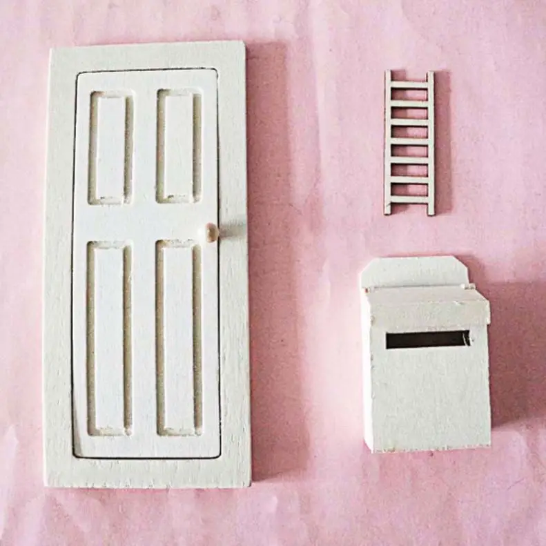 1:12 Miniature Household Doors Windows Model Wooden Doll House DIY Set with Pocket Door Shelves Ornaments Style Toy & Toy Model