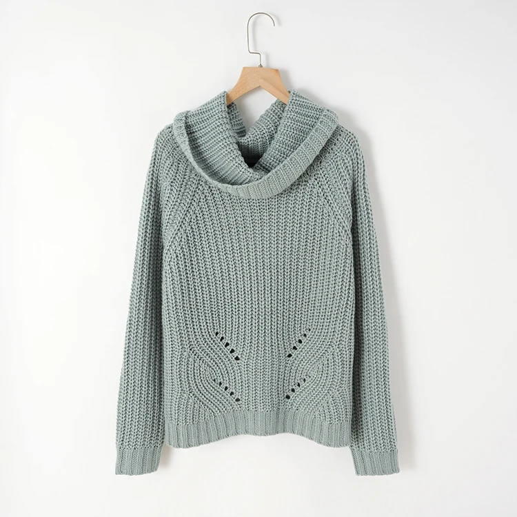 OEM Long Sleeve Pullover Sweater Women Fashion Knit Turtle Neck Turndown Wool Woman Knitted Sweater Women Sweater