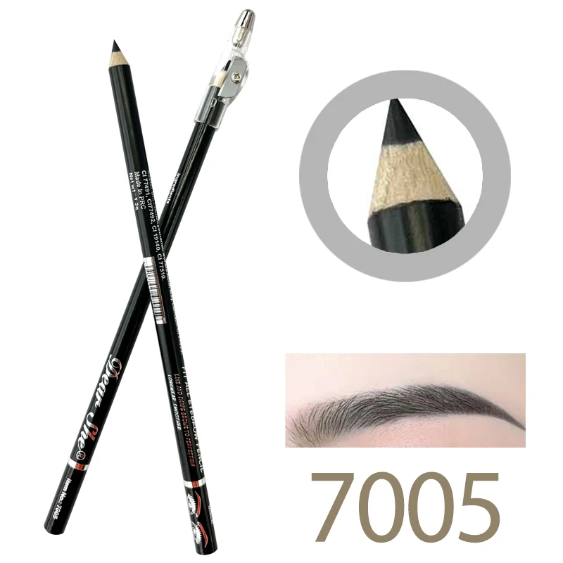 New Design Wholesale High Pigment Cosmetic Permanent Waterproof Eyebrow Pencil With Sharpener Natural Wood Eyebrow Pencil
