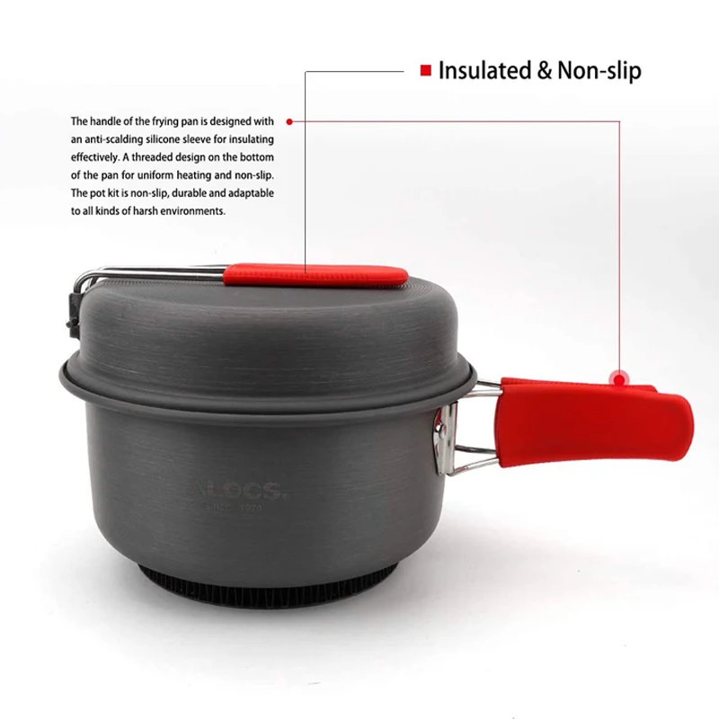 Kingpool CW-C07SPRO Portable Lightweight Camping Cookware Pots and Pans Set for Hiking Fishing Picnic Outdoor