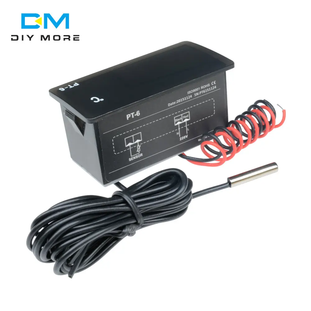 PT-6 -40 ~ 110C цифровой термометр для автомобиля транспортного средства прибор измерения температуры монитора AC 220V Автомобильный с 2 м датчик
