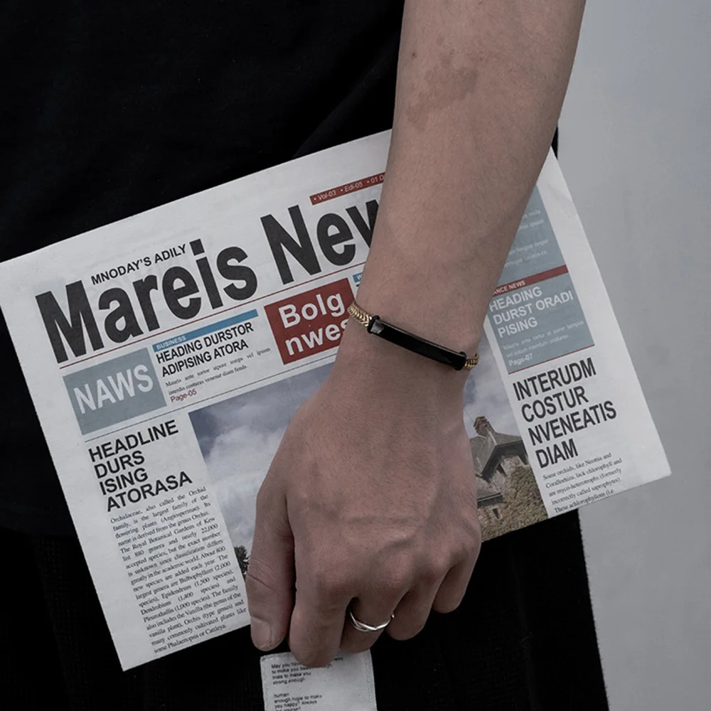 New Fashion Couple Laser Engraved Custom LOGO Metal Chain Stainless Steel Bracelet For Men and Women