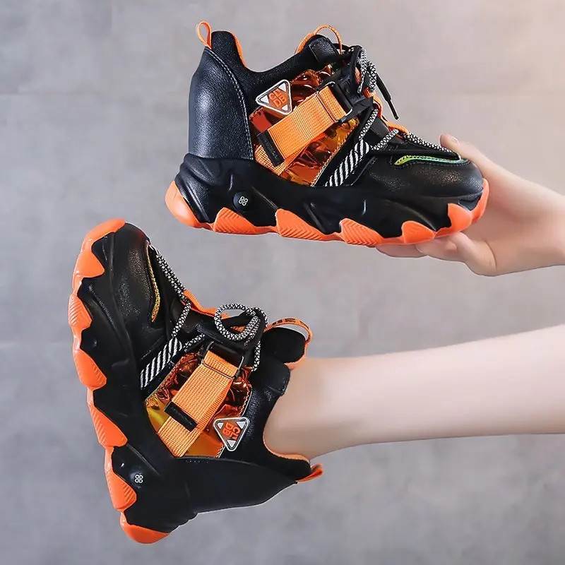women Platform height increasing casual shoes super high heels chunky sneakers woman High Quality shoes zapatillas mujer