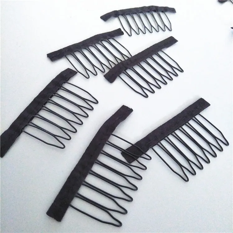 black cloth 100 pieces/lot wig accesseries tools 7-teeth black cloth wig comb clips for wigs