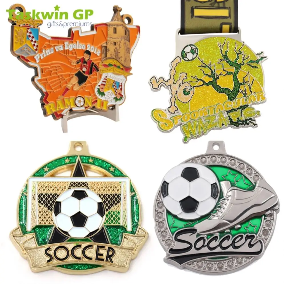Taskwingifts Zinc Alloy Champions Cheap Gold Football Award Medal 2D 3D Cheap Metal Custom Sport Soccer Medal For Soccer