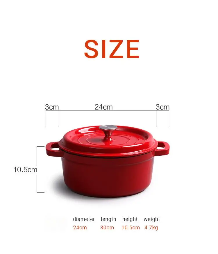 High Quality Pre-seasoned Non stick Cast Iron Enamel Cooking Pots Casserole Enamel Coating Kitchen Cookware Dutch Oven Set