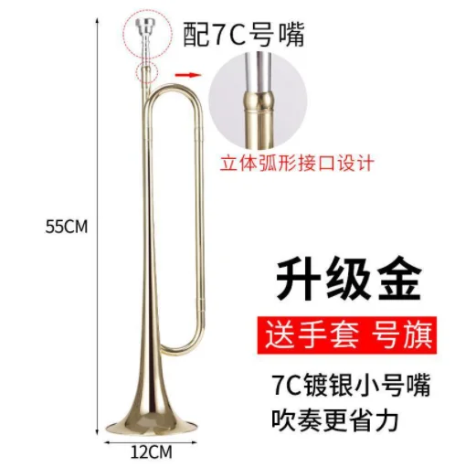 Young students begin to learn the trumpet instrument in B-tone, trumpet and charge, pure copper