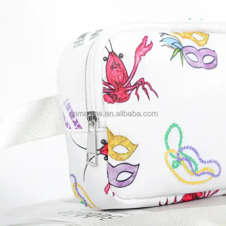 Maxine Customized Kids Belt Bag Popular Mardi Gras Mask Pattern Waterproof Kids Adjustable Belt bag