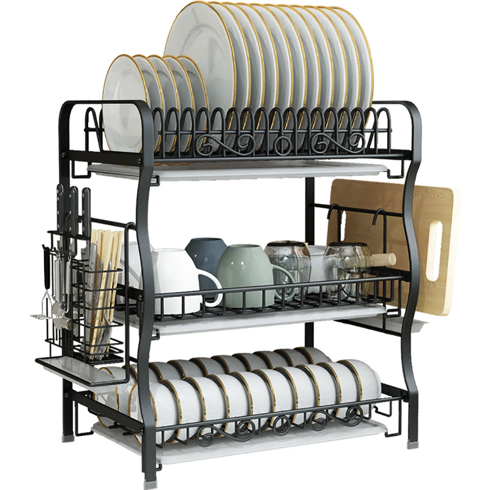 3 Tier Stainless Steel Tableware Storage Kitchen Dish Drainer Rack Holder Commercial Kitchen Drying Rack