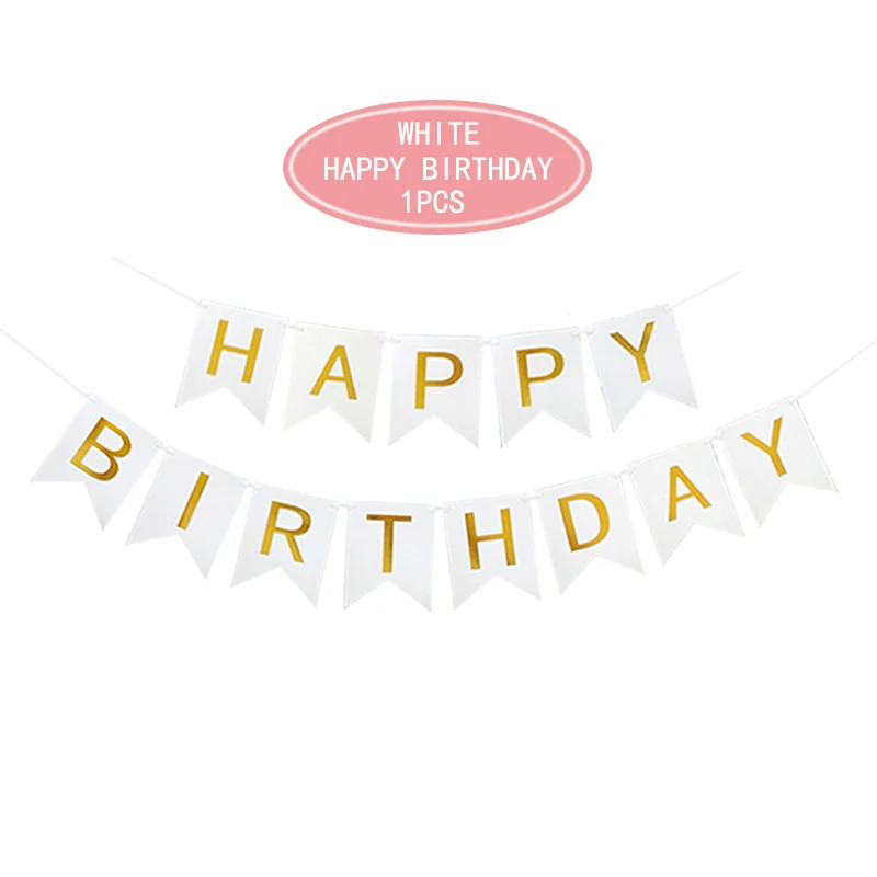 Black Happy Birthday Bunting Banner with Shiny Gold Letters Party Supplies