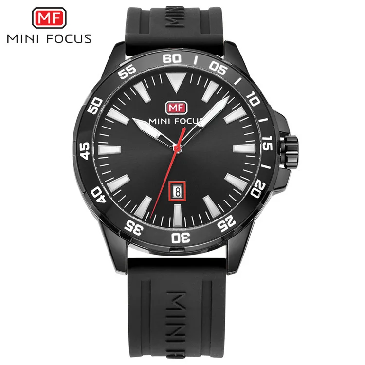 Oversized Gage Silver  Tone Chronograph Watch Leather Wrist Watch Chronograph With Silicone Gel Linkage Military Reloj