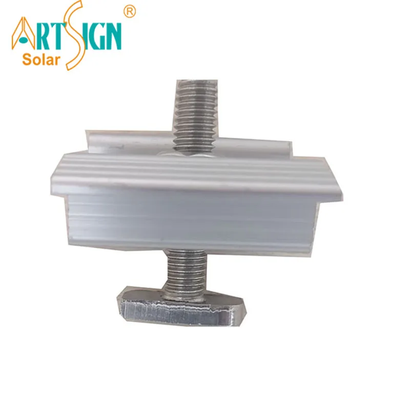 Good price aluminum rail solar pv mouldes mounting internal clamp solar panel mid clamps