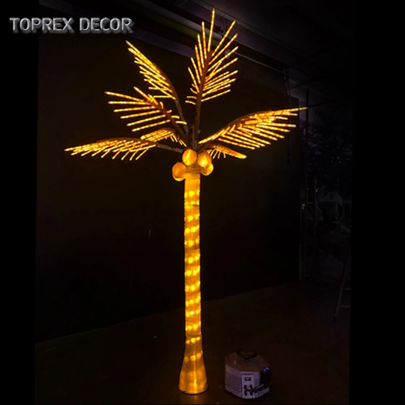 Outdoor 3m 4m 5m 6m landscape led lighted coconut palm tree lamps lights for surpise party