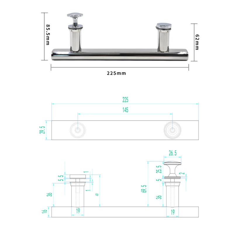 Hotel Bathroom Glass Door Holder Spa Room Handles Bar E-08 Sliding Door Tube cabinet pull handles