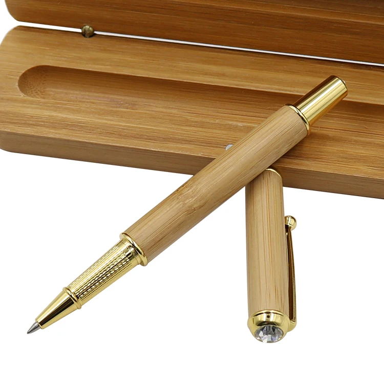Low moq luxury Wood Pen Mechanism Promotion Wooden Pen diamond wood signature pen