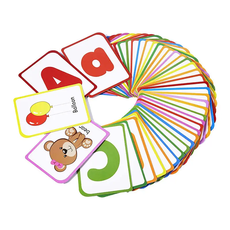 Custom Learning Flash Card Game Children Printing English Alphabet Kids Child Kids Birthday Gift Game Collectibles Cards Boxes