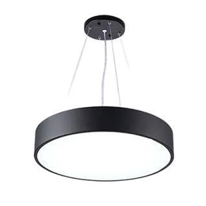 Black Iron Acrylic Circle LED Pendant Light Round Ceiling Hanging Light Office Barber Supermarket Workshop Light Decor