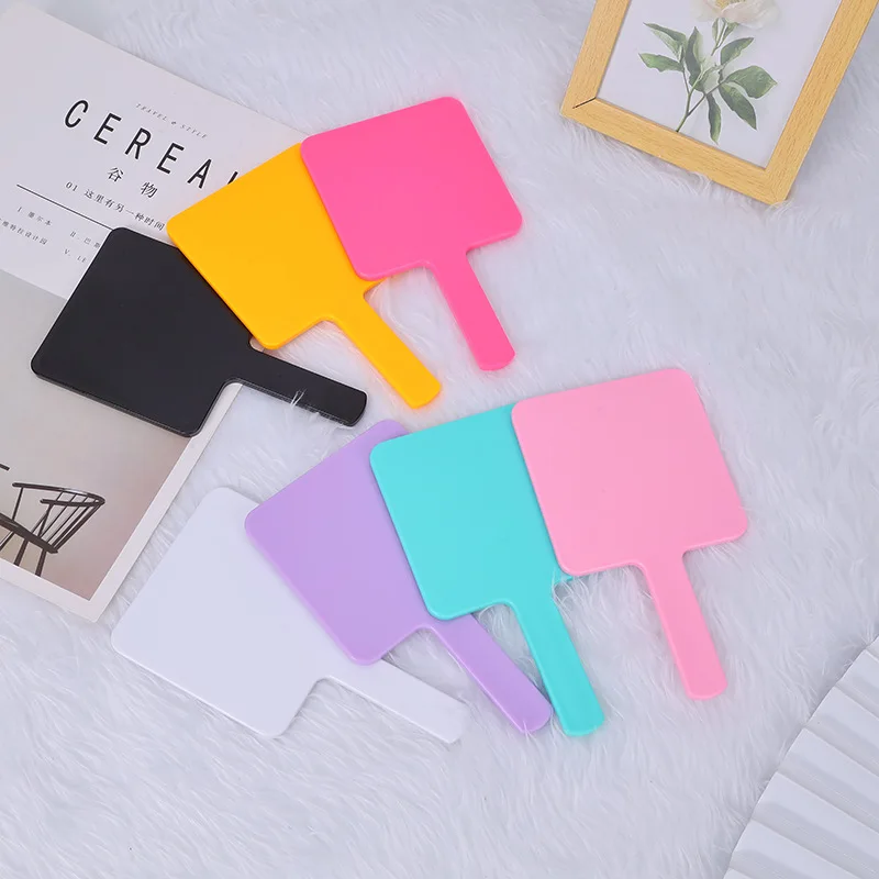 Private Label ABS Plastic Small Compact Handheld Square Makeup Mirror No LOGO Custom Portable Hand Held Makeup Mirrors for Girls