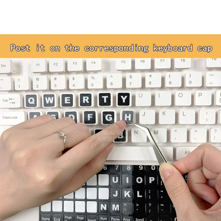 Заказная Оптовая ПВХ прозрачная глянцевая износостойкая Полная клавиатура английская Клавиатура Наклейка