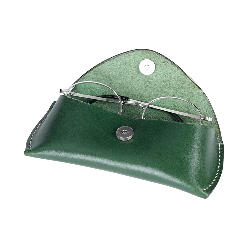 wholesale custom durable soft horizontal slim pouch portable eyeglasses leather sunglasses case