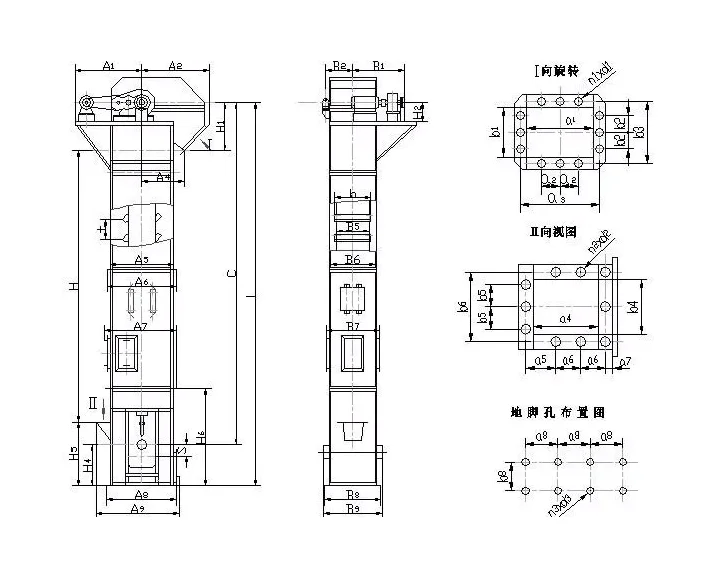 NE50 cement silo bucket elevator grain tank silo vertical conveyor plate chain bucket elevator