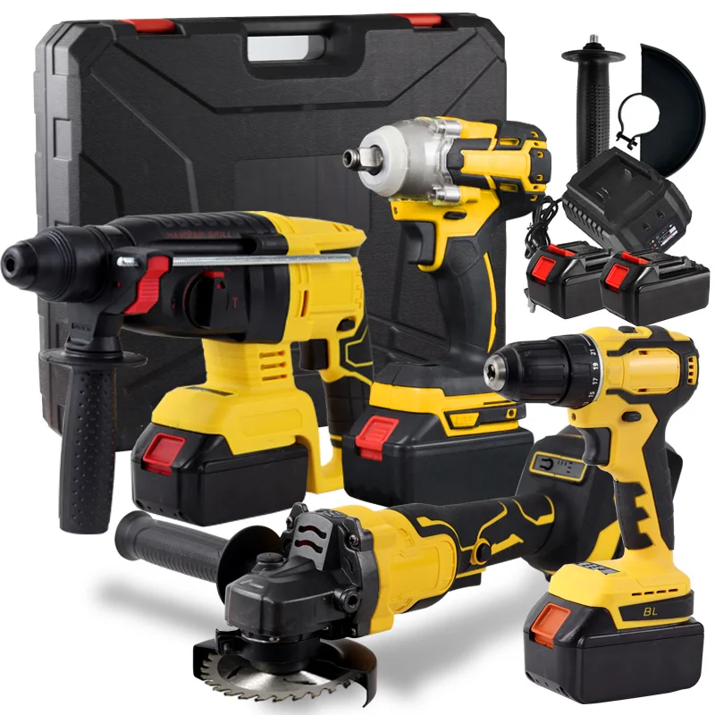 4-in-1 Combination 21V Cordless Power Tool Universal Steel Drill Wrench Battery Charger DIY Repair Bag Packaging OEM Support