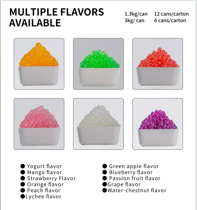 China Made 3kg Round Bubble Tea Raw Material Blueberry Fruit Flavor Burst Beads, Used in Cold Drinks, Cakes and so on