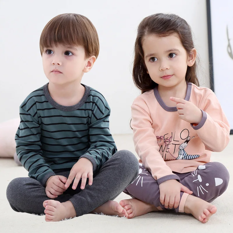 
 2021 оптовая продажа, весенне-осенняя домашняя хлопковая одежда унисекс, пижамные штаны, детская одежда, комплекты одежды для сна  