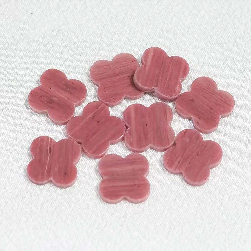 Natural Rhodonite Gems Rose quartz flat cutting four leaf clover customized Wholesale High quality Rhodonite gems