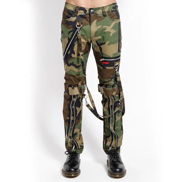 DiZNEW Streetwear Wholesale Zipper Mens Slim Fitting Camo Cargo Jeans Pants