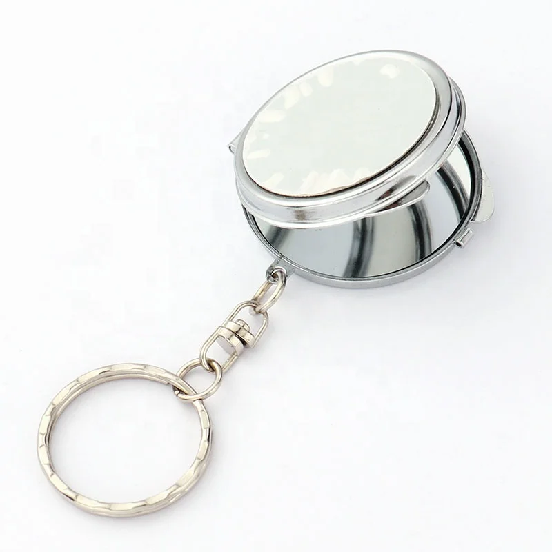 Metal Ladies Gift Sublimation Double-sided Blank Portable Mirror Keychain