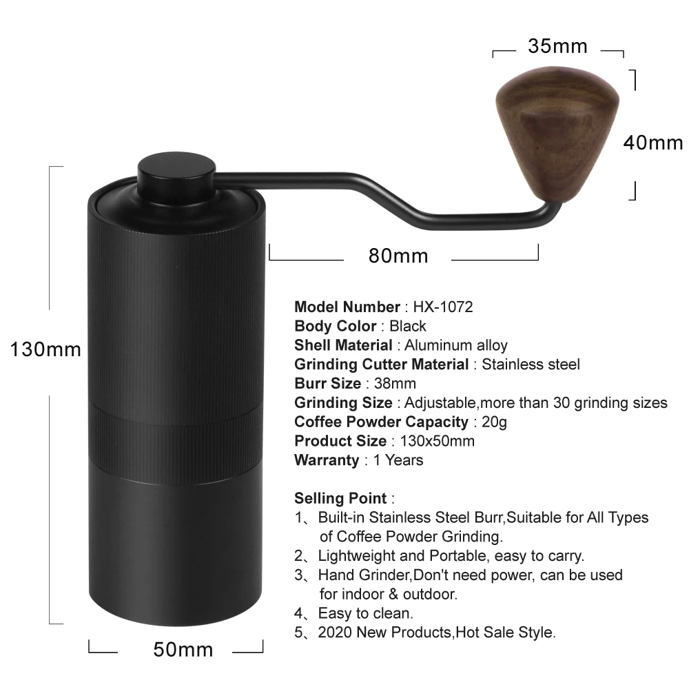 China Made Custom 400g Mini Coffee Hand Grinder Built-in 38mm Burr Coffee Grinder With Factory Price