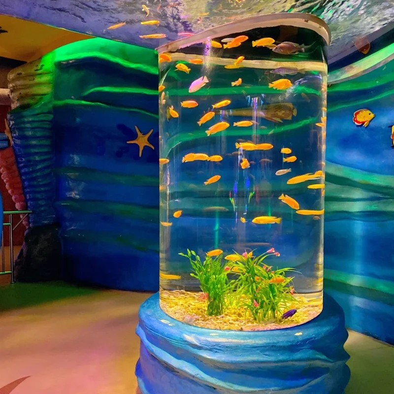 Manufacturer Customized transparent large diameter oceanarium design acrylic cylinder aquariums
