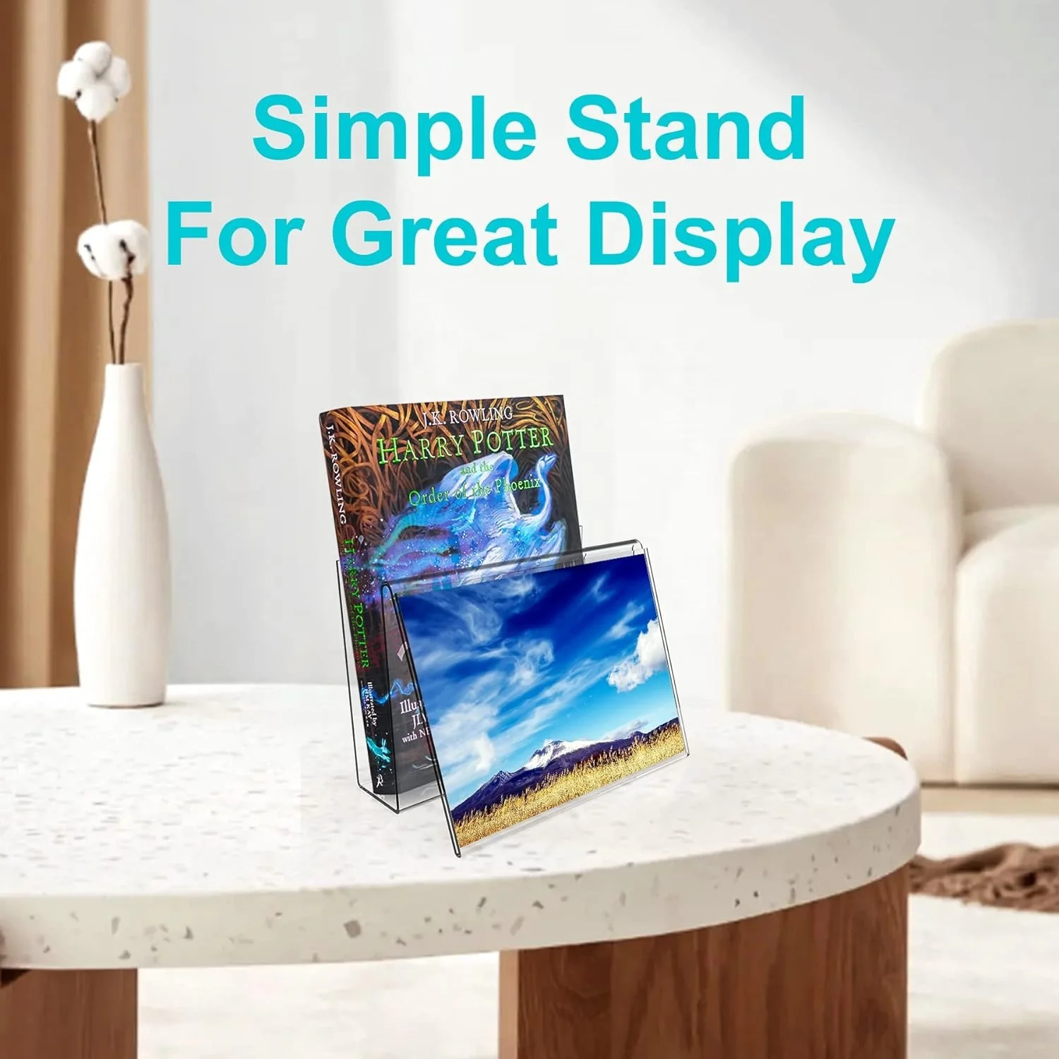HQ Premium Acrylic Postcard Display Stand Clear Card Display Easel Holder Countertop Book display holder for Office School