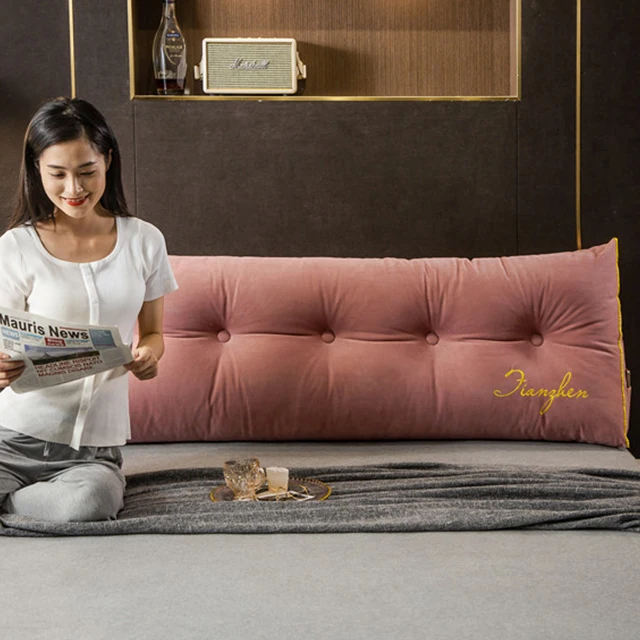 New Design Light Luxury Embroidery Headrest Double Pillow Bench Cushion Back Support Anti-Collision