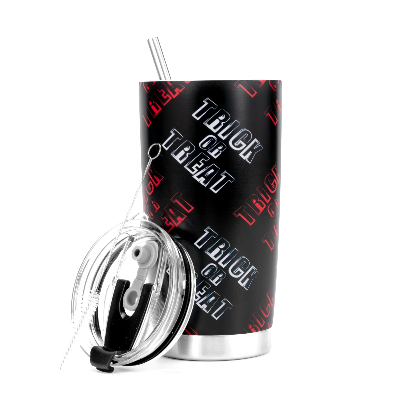 Customized laser engraved logo design bulk printing cup bottle 20oz Halloween Pumpkin Lantern Castle Thermal coffee mug with lid
