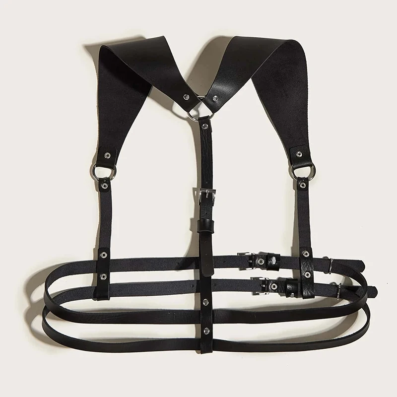 Women Body Strap Adjustable Belt Pu Leather Harness Waist Belts Ladies Double Layer Waist Belt