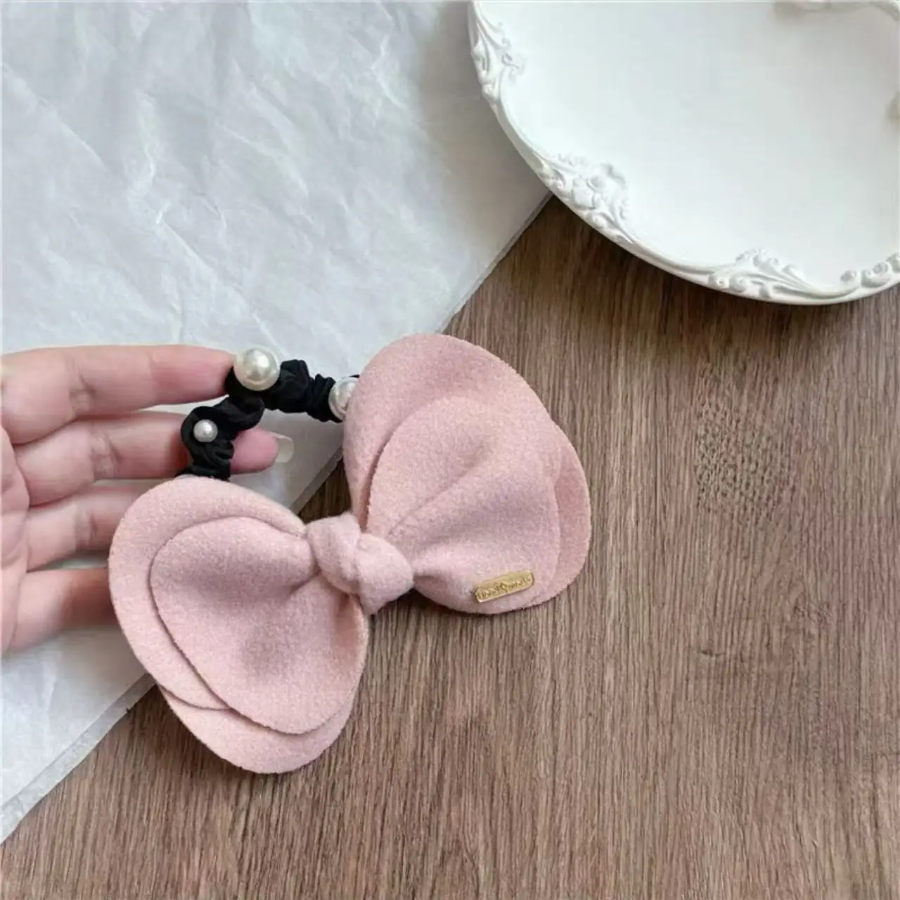 Korea Style New Design bowknot Love elastic hair ring girls women rubber band hair ring