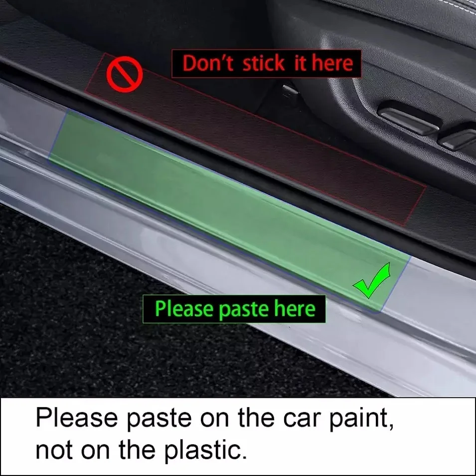 4pcs Set Carbon Fiber car door sill anti scratch stickers car door edge guard seal strip with car logos for auto accessories