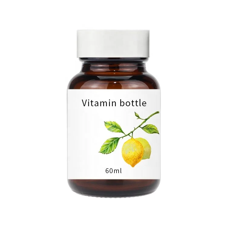 
Wholesale 60ml Amber Vitamin Medicine Wide Mouth Glass Bottle for Tablet Pill Capsule Packaging 