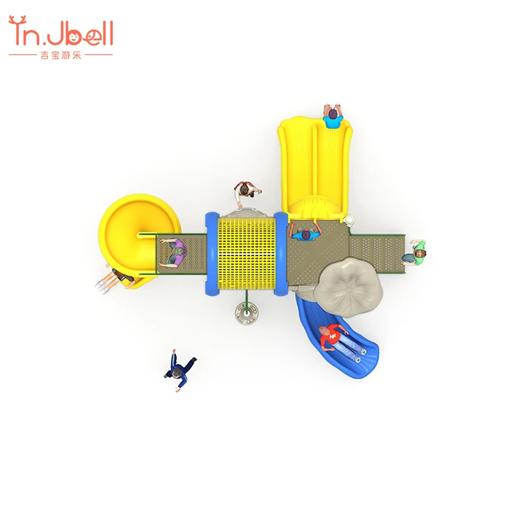 Hot Selling Children Playhouse Yellow Blue Plastic Slide Outdoor Playground with Swing for Sale